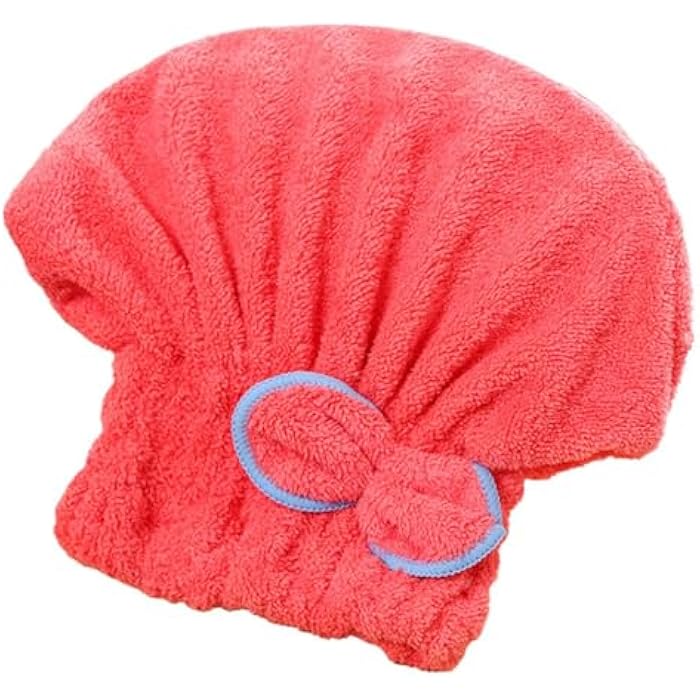 Hair Drying Bonnet with Cute Striped Bow – High-Absorbency Microfiber Cap for Quick Drying, Deep Conditioning, Oil Therapy & Cream Masks – Soft Towel Wrap for Home Spa Routines - Image 1